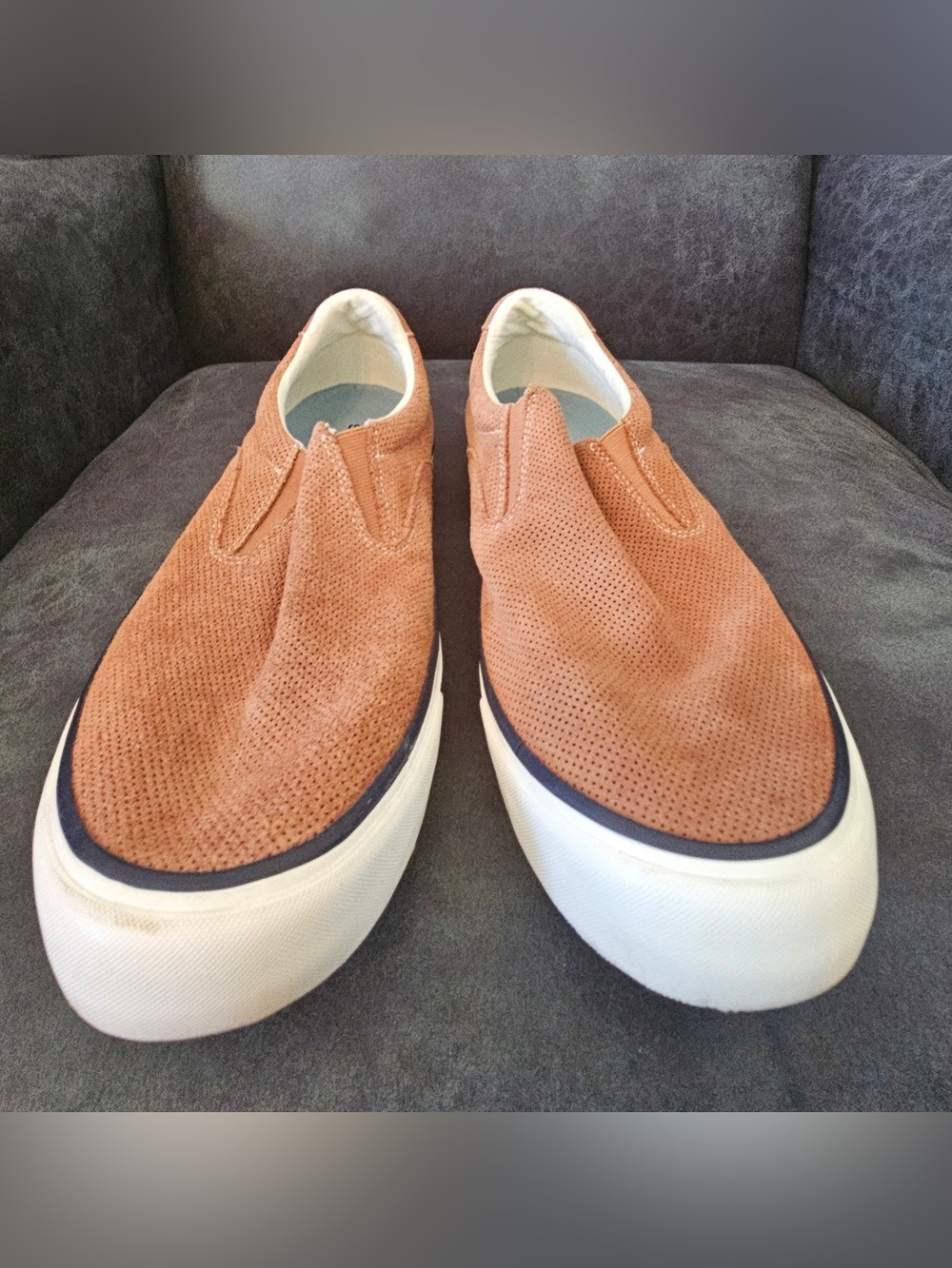 SeaVees Men’s Hawthorne Perforated Suede Slip-On Loafers in Tan size 10.5